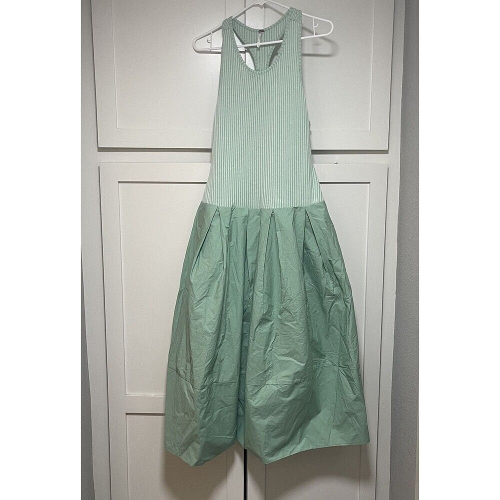 Free People Drops Of Venus Drop Waist Midi Dress Lime Green size M NWOT - Picture 6 of 11